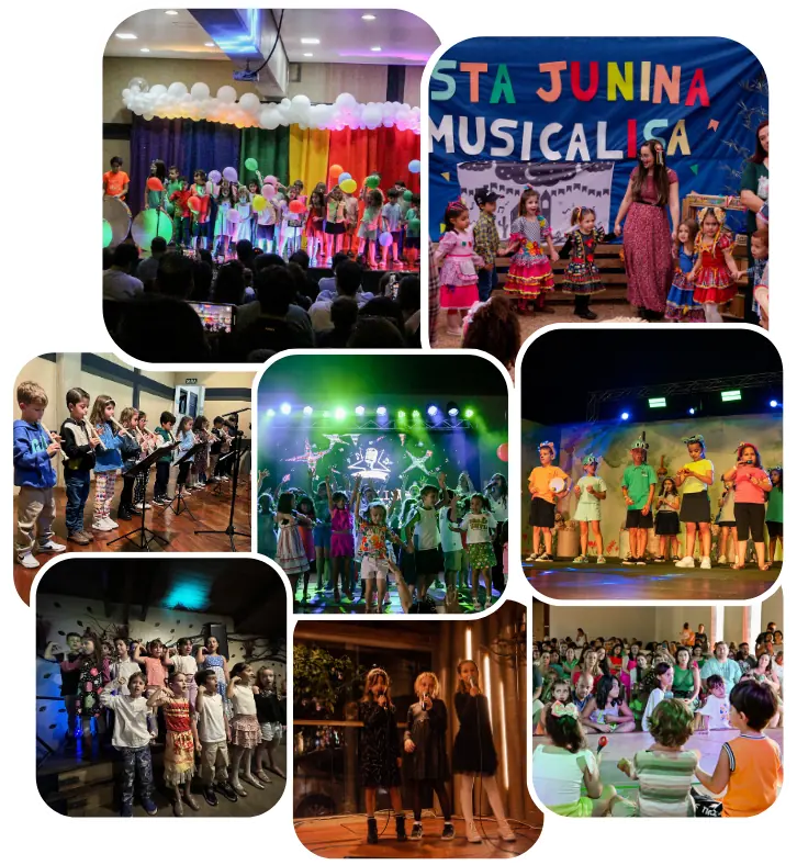 Eventos do Musicalisa: festa junina, recital de flauta e apresentações de final de ano no palco